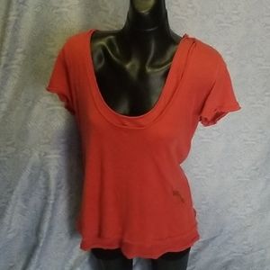 We the Free People burnt orange casual tunic top visible mending fashion recycle